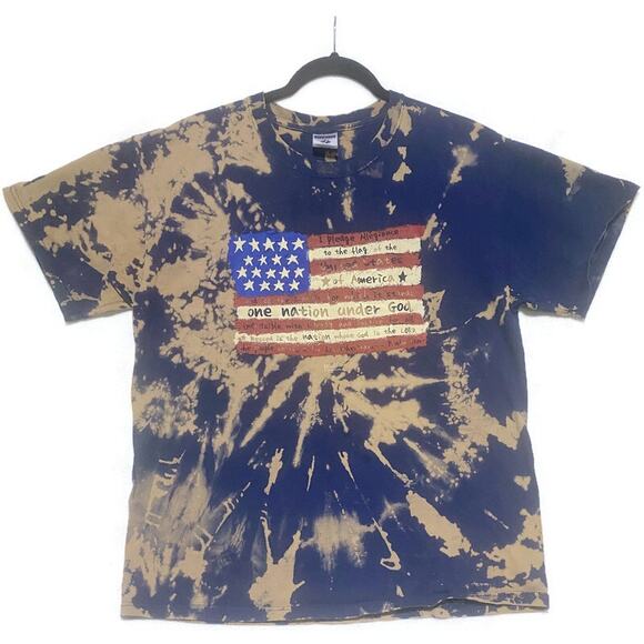 Patriotic T-Shirt Pledge Allegiance To The Flag Women's Large by Jerzees - Picture 1 of 7